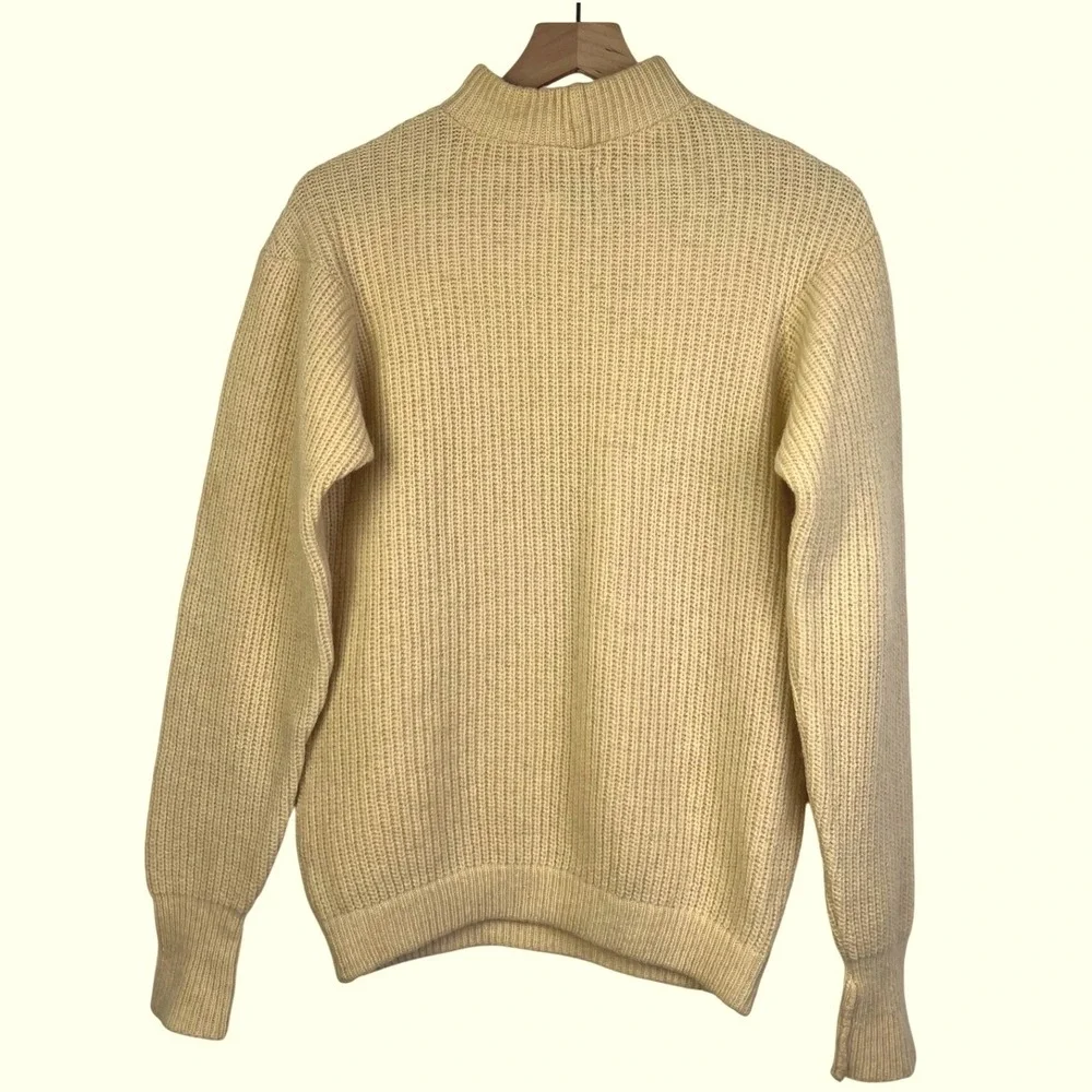 Vintage The Sheepery Wool Mock Neck Ribbed Sweater Pullover Size XS EU‎ 34-36